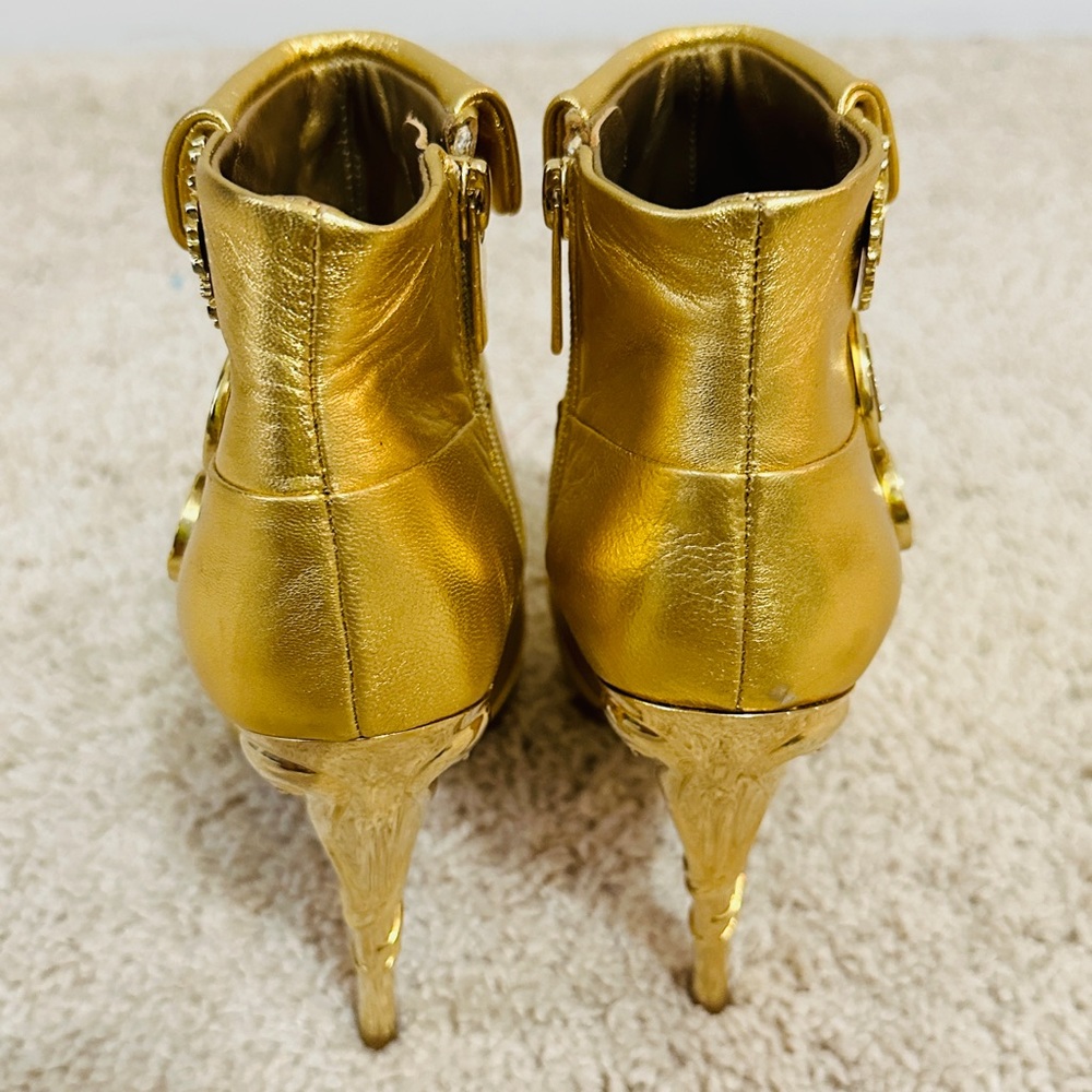 Gorgeous Anna Dello Russo Gold Genuine Leather Ankle Boots Size 40 NWOT - Picture 6 of 17
